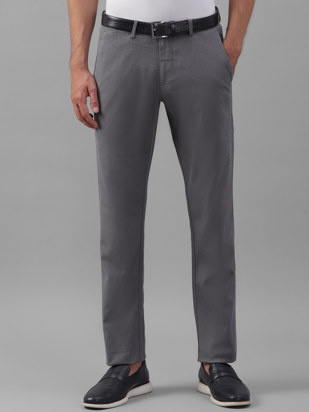 

Allen Solly Men Mid Rise Slim Fit Cotton Formal Trousers, Grey