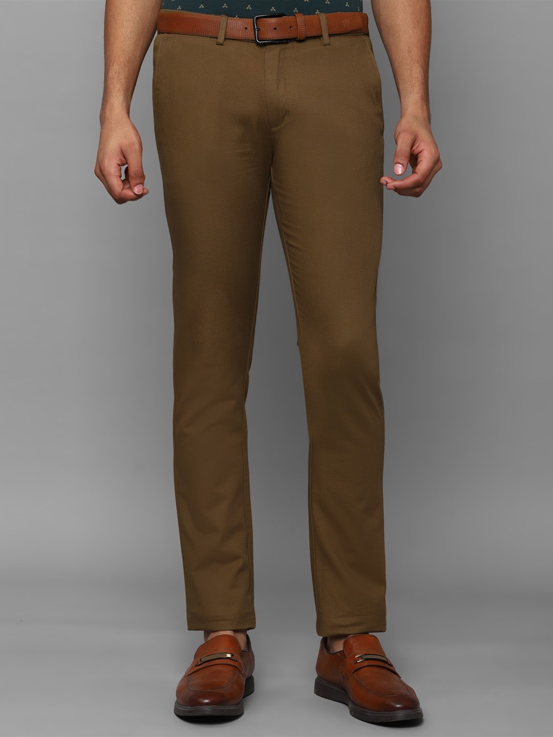 

Allen Solly Men Mid Rise Slim Fit Cotton Trousers, Brown