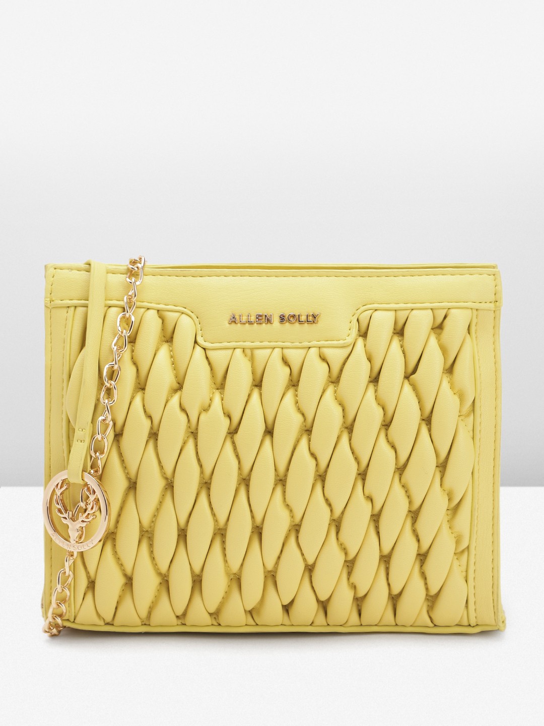 

Allen Solly Quilted Sling Bag with Chain Sling Strap, Yellow