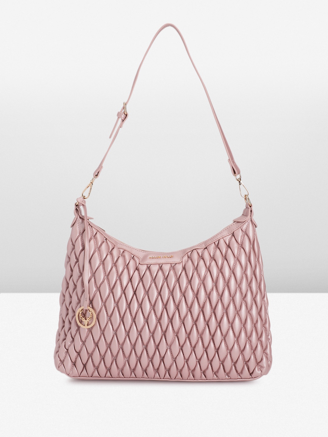 

Allen Solly Solid Quilted Structured Shoulder Bag, Pink