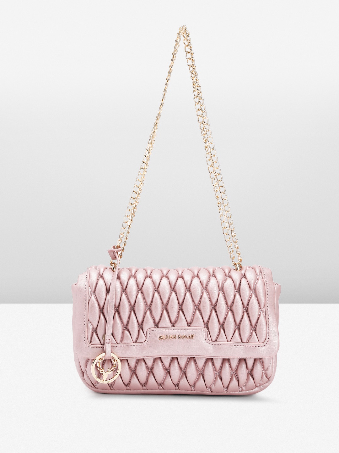 

Allen Solly Quilted Shoulder Bag with Chain Handle, Pink