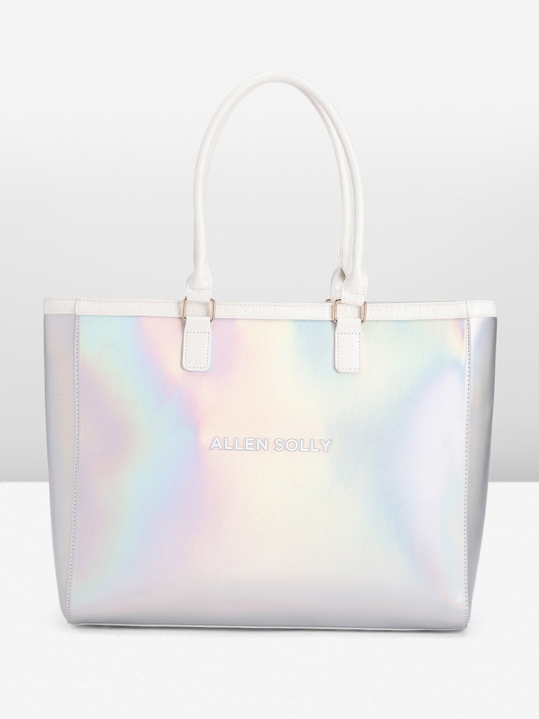 

Allen Solly Solid Iridescent Structured Shoulder Bag, Silver