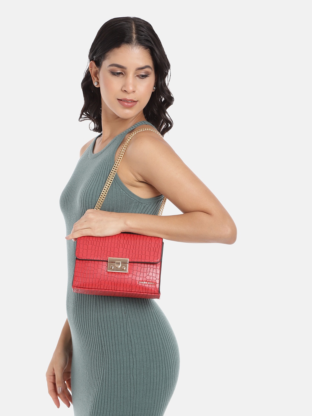 

Allen Solly Textured Shoulder Bag, Red