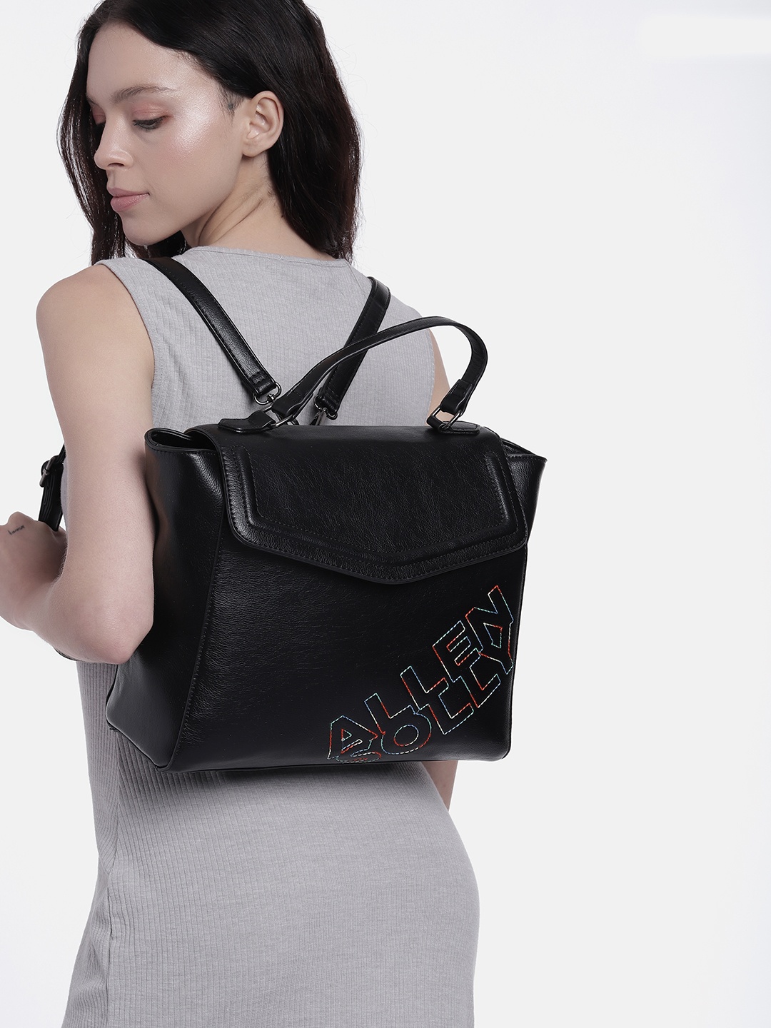 

Allen Solly Oversized Structured Satchel, Black