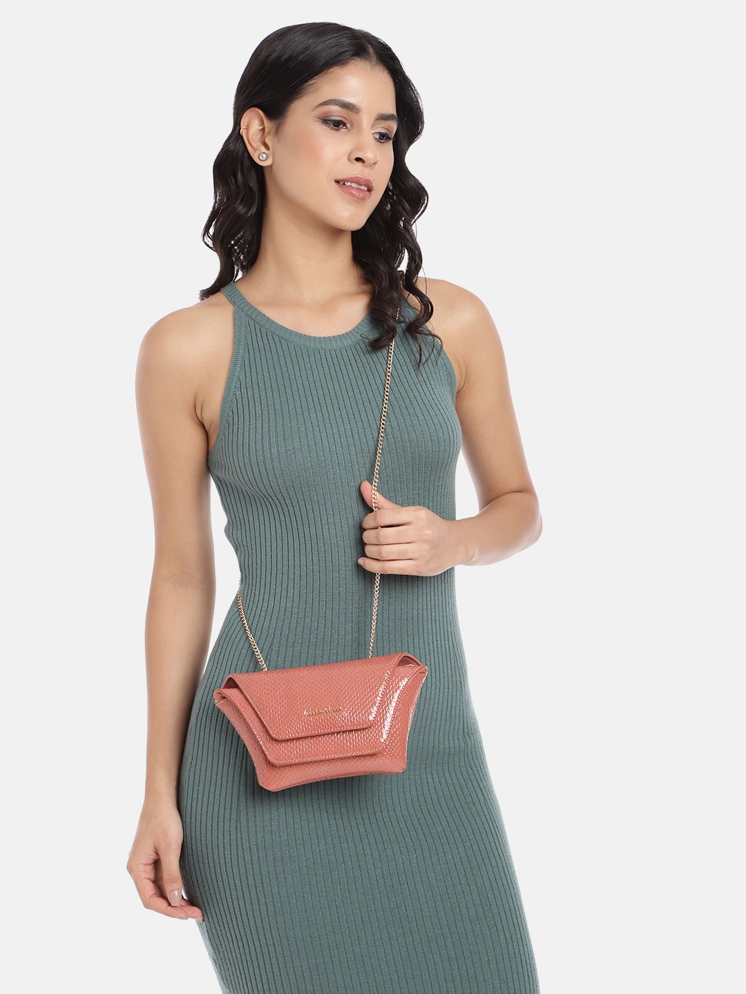 

Allen Solly Textured Sling Bag, Coral