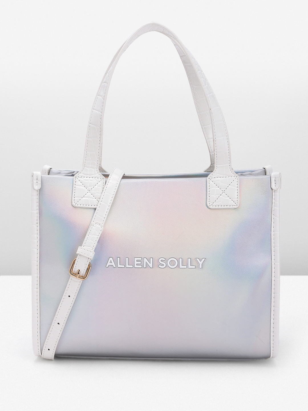 

Allen Solly Iridescent Effect Handheld Bag, Silver