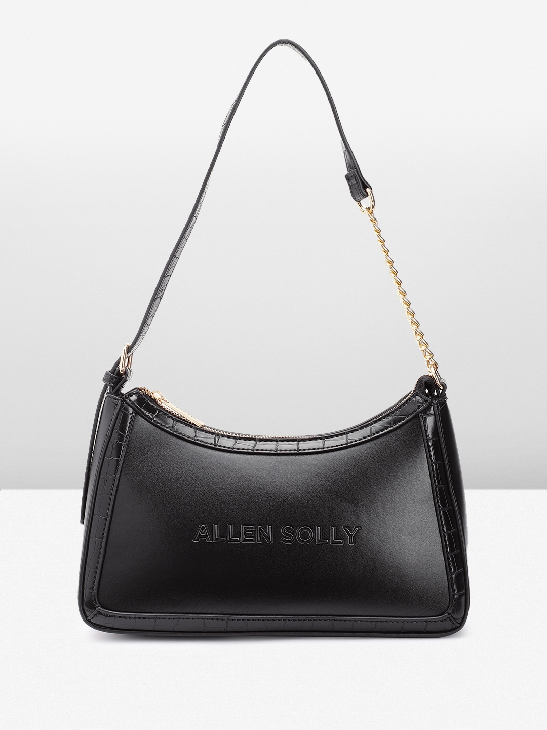 

Allen Solly Brand Logo Hobo Bag, Black