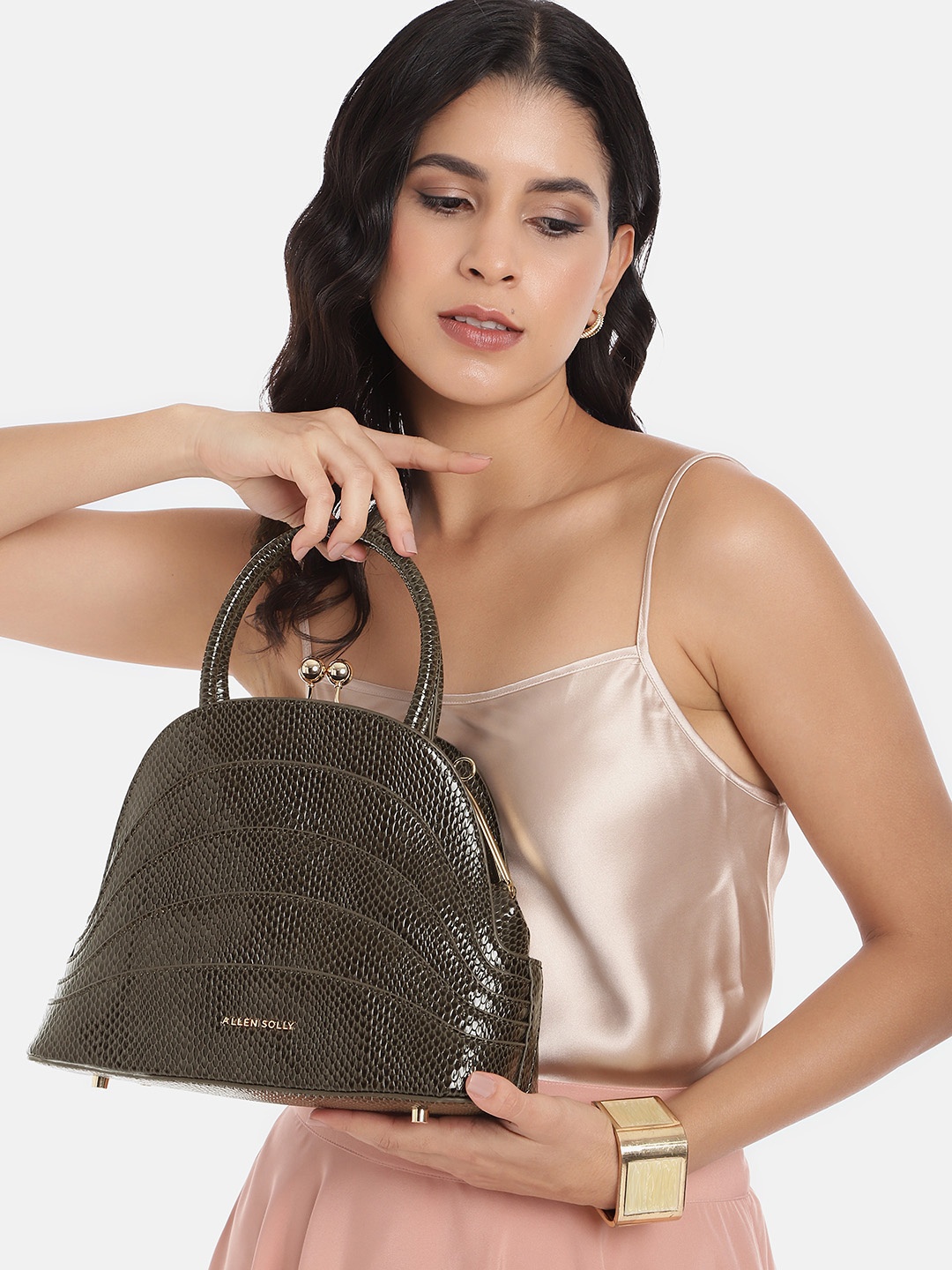 

Allen Solly Animal Textured Structured Handheld Bag, Grey