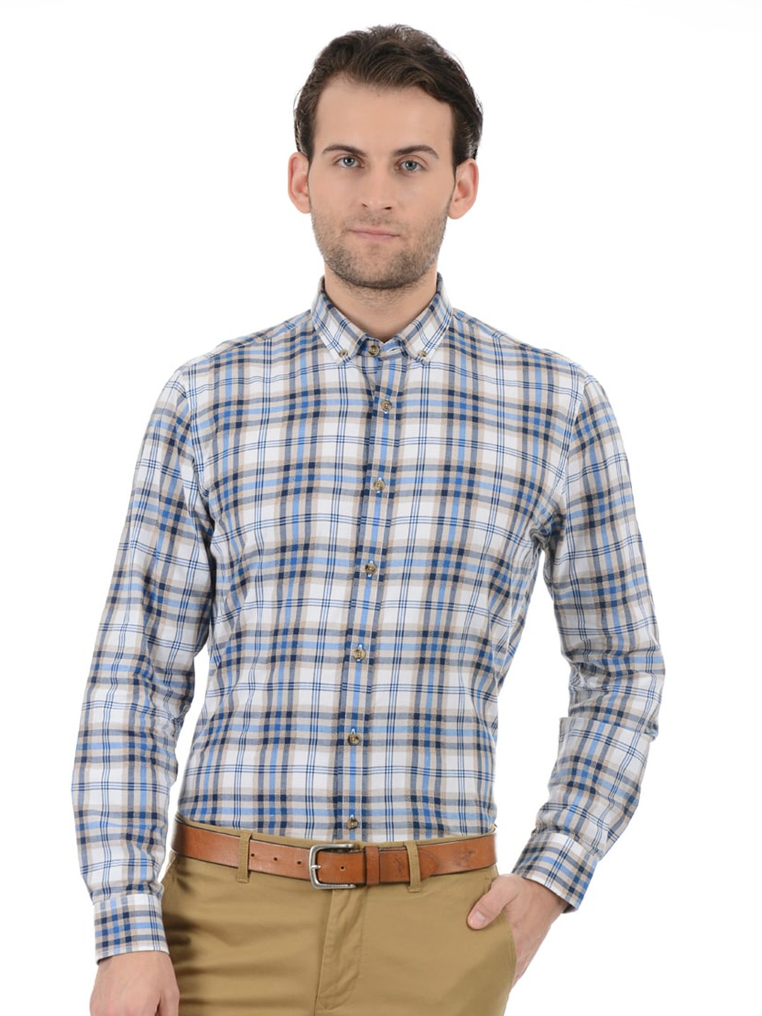 

LONDON FOG Tartan Checked Button-Down Collar Casual Shirt, Blue