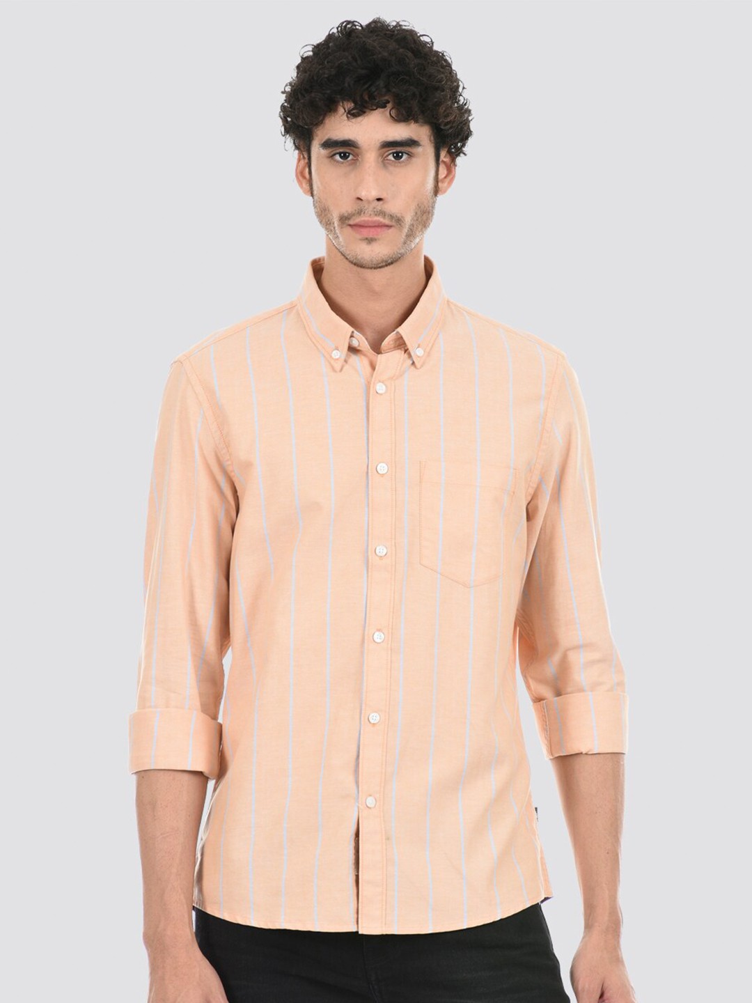 

LONDON FOG Vertical Striped Casual Shirt, Orange