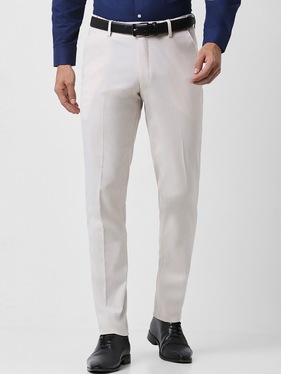 

Peter England Men Slim Fit Mid-Rise Formal Trouser, White