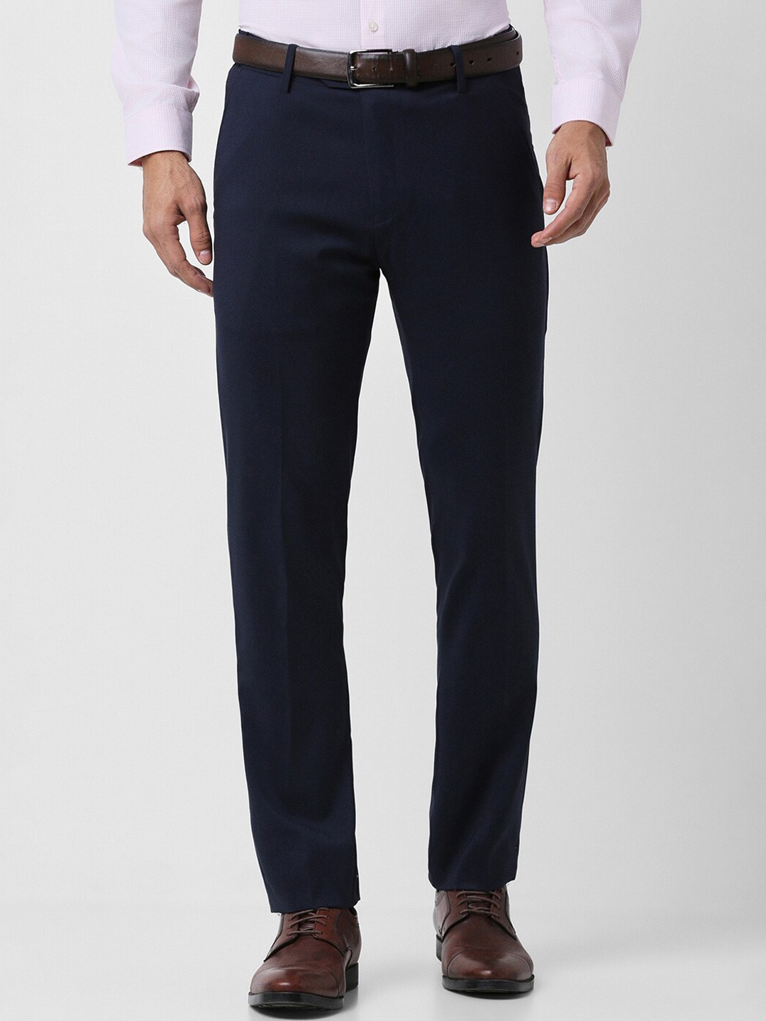 

Peter England Men Slim Fit Mid-Rise Formal Trouser, Navy blue