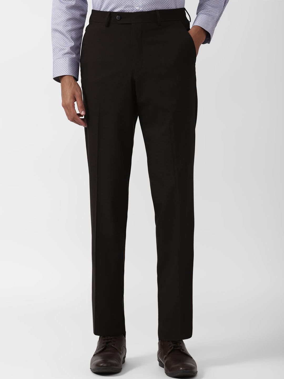 

Van Heusen Men Mid Rise Formal Trousers, Brown