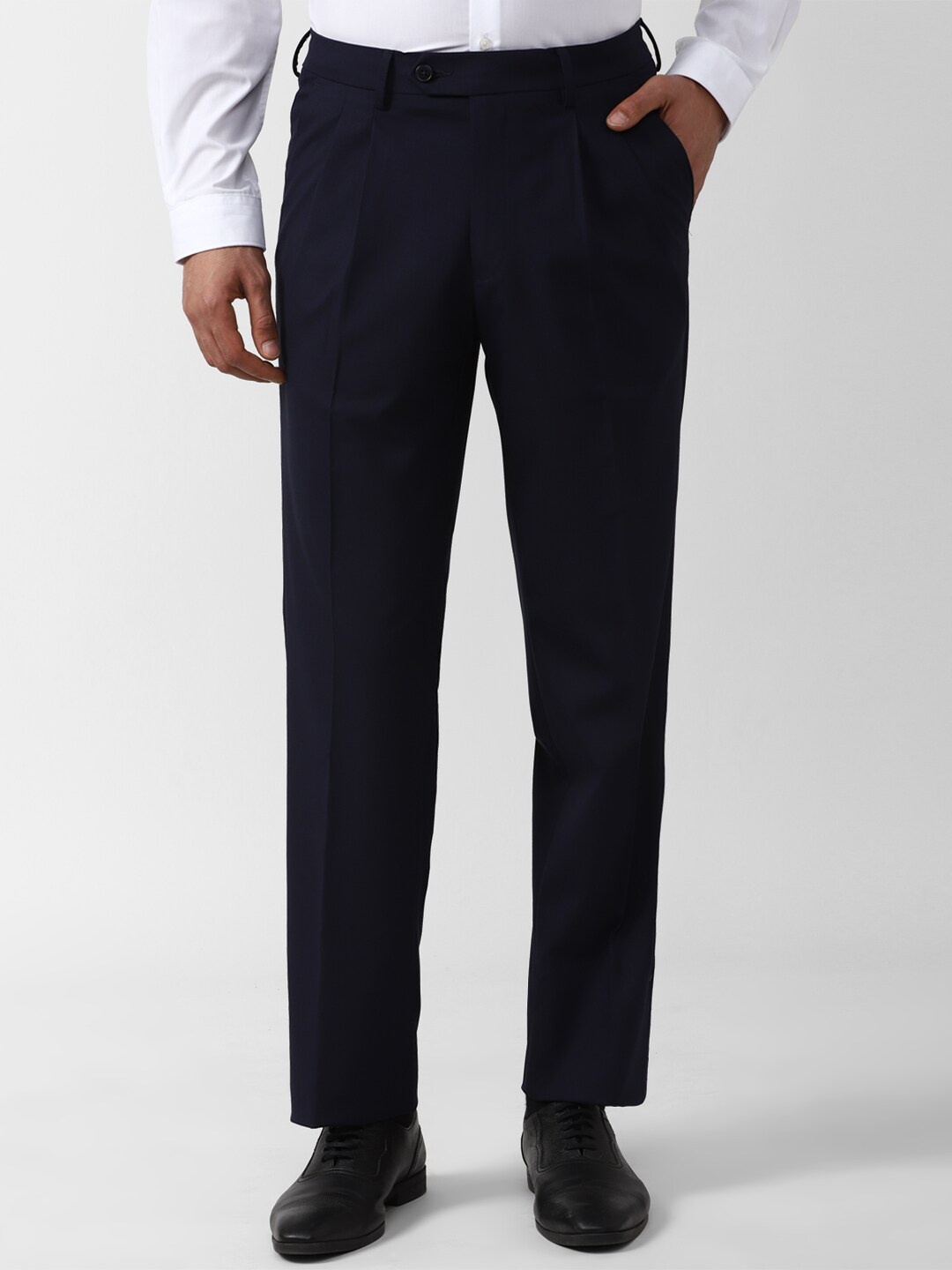 

Van Heusen Men Mid Rise Formal Trousers, Navy blue