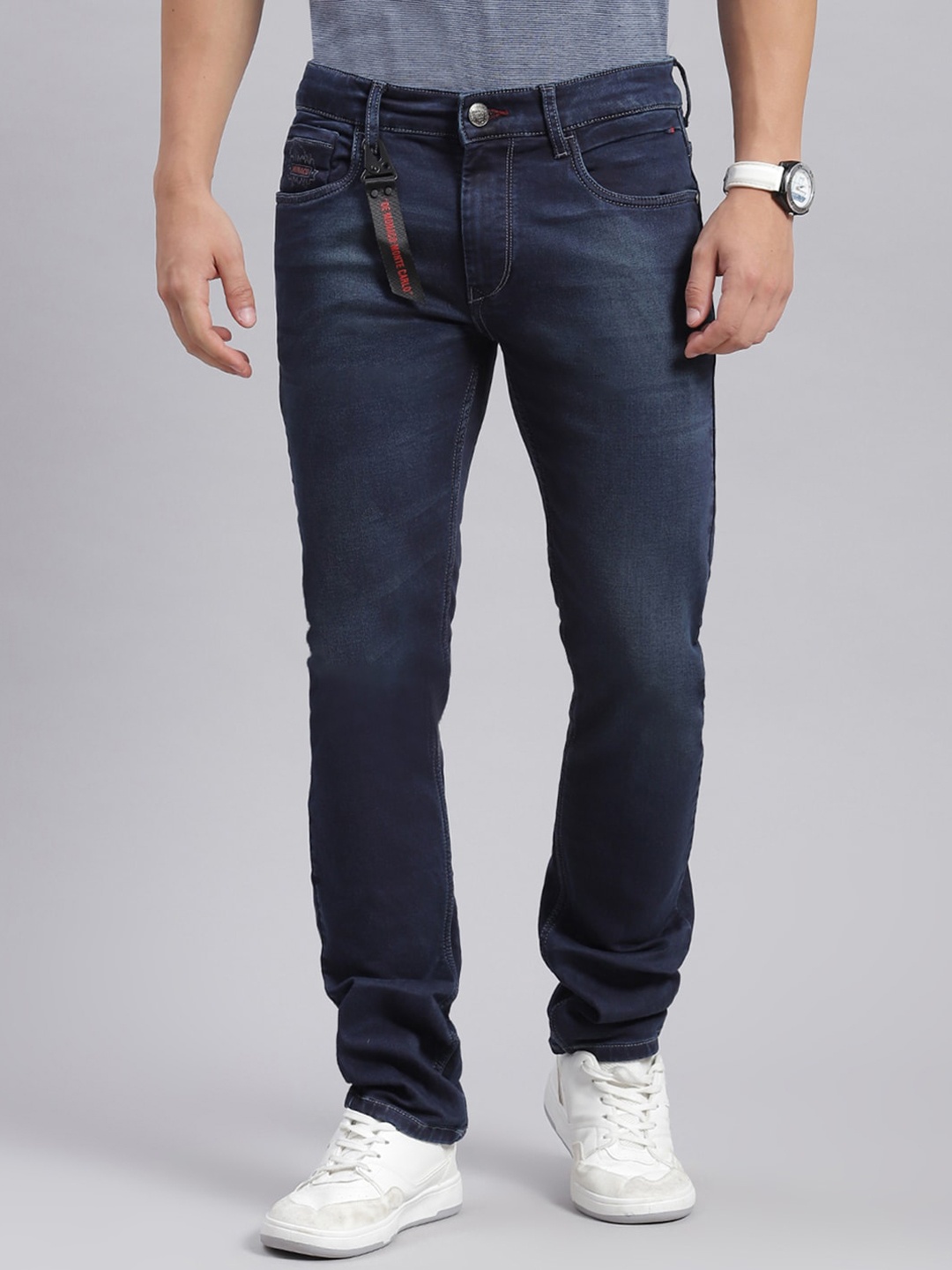 

Monte Carlo Men Regular Fit Mid-Rise Clean Look Cotton Jeans, Blue