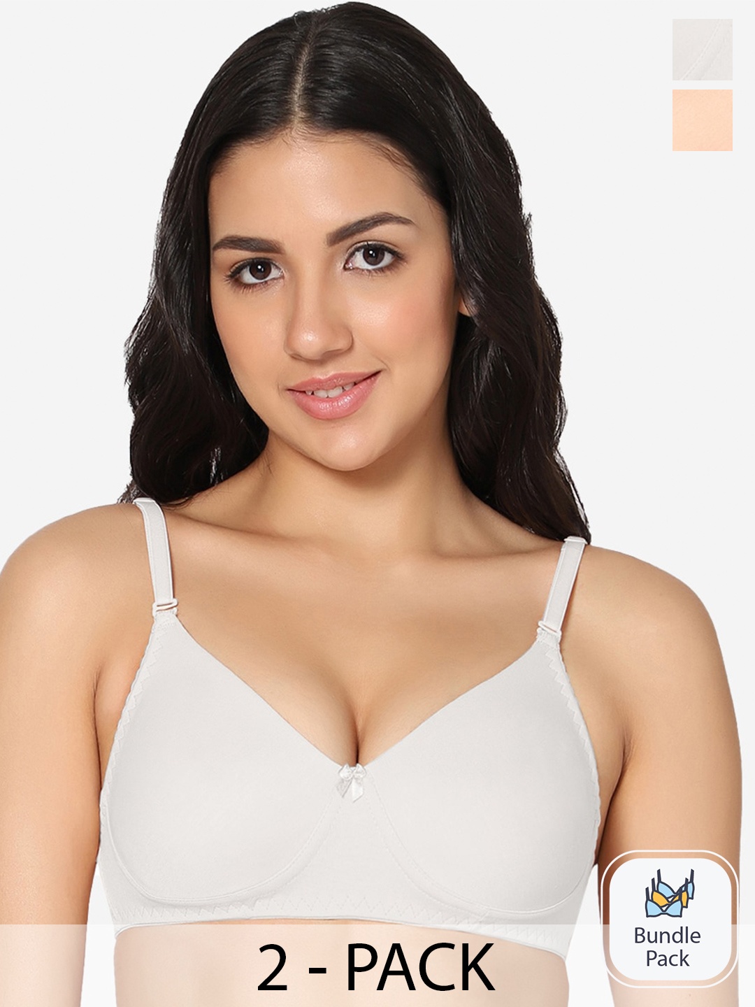 

In Care Pack Of 2 Full Coverage All Day Comfort Cotton T-shirt Bra, Peach