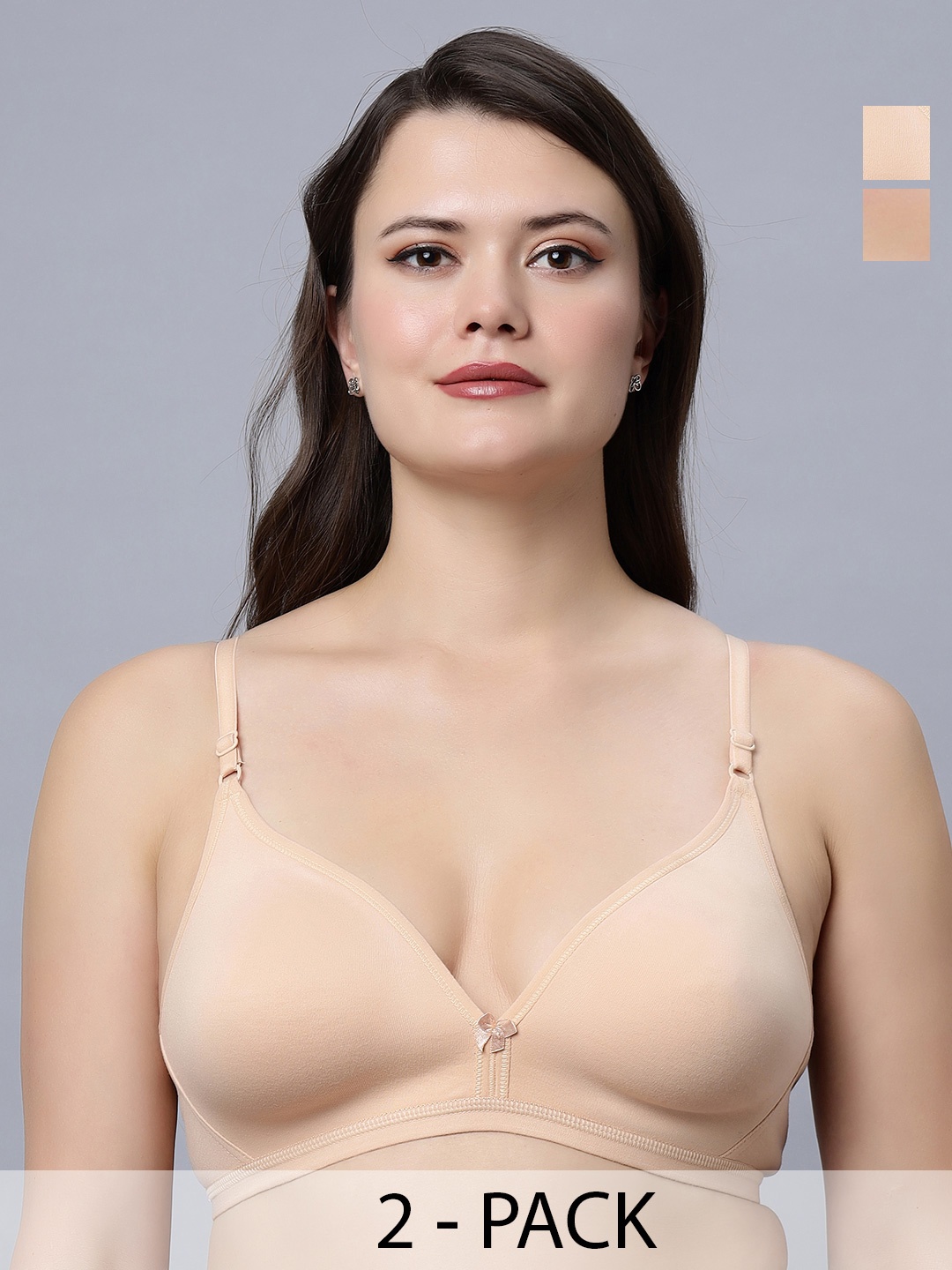 

In Care Pack Of 2 Half Coverage Pure Cotton Bra All Day Comfort, Purple
