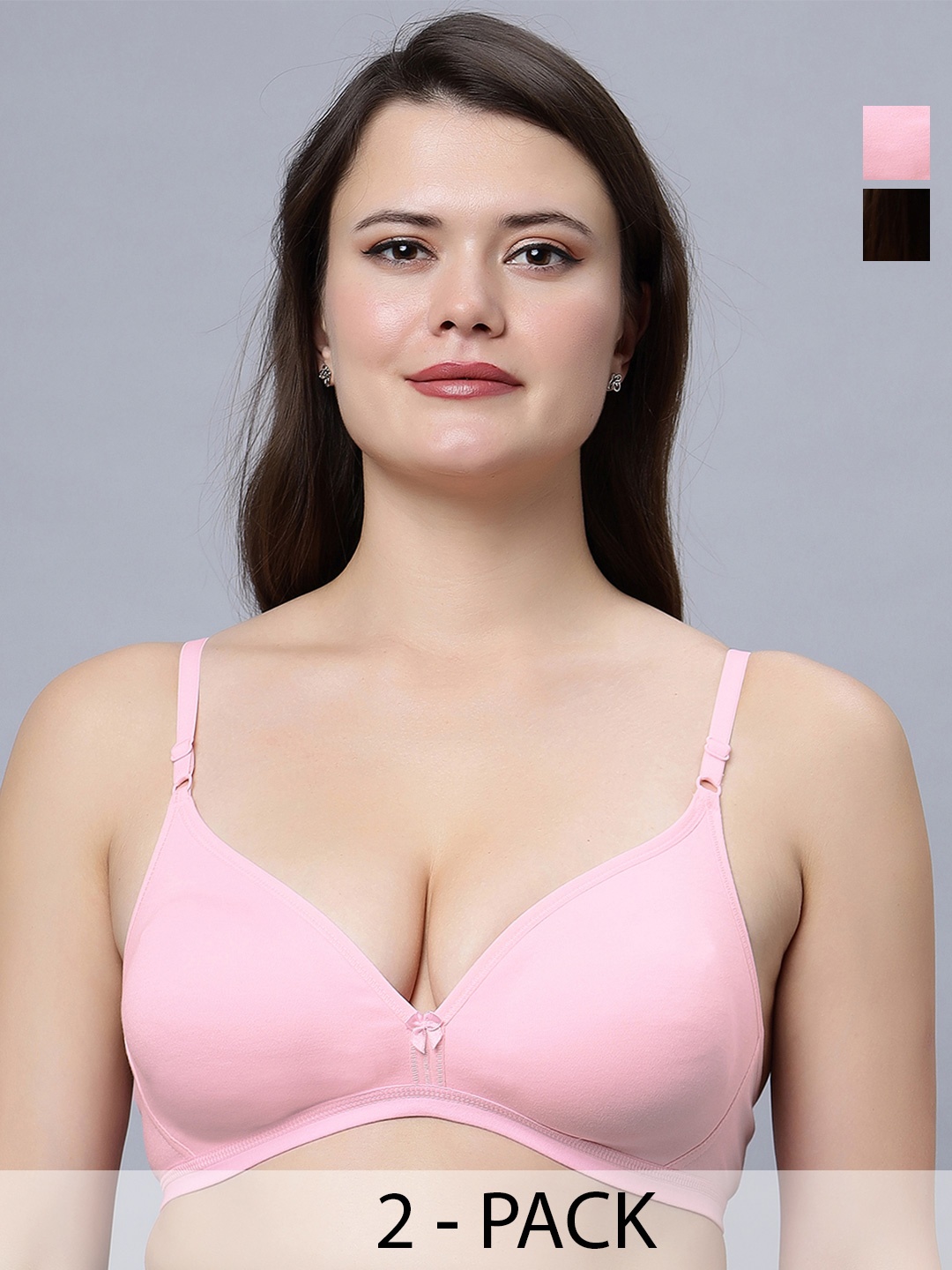 

In Care Pack Of 2 Half Coverage Pure Cotton Bra All Day Comfort, Purple