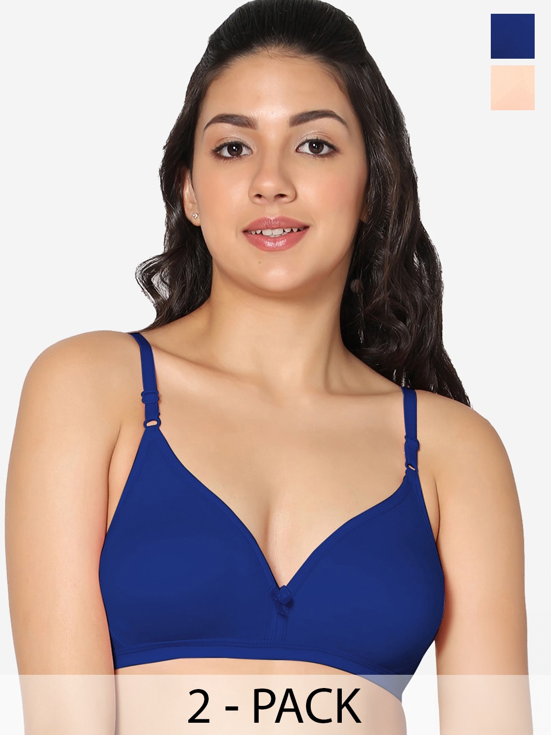 

In Care Pack Of 2 Half Coverage Cotton T-shirt Bra, Blue