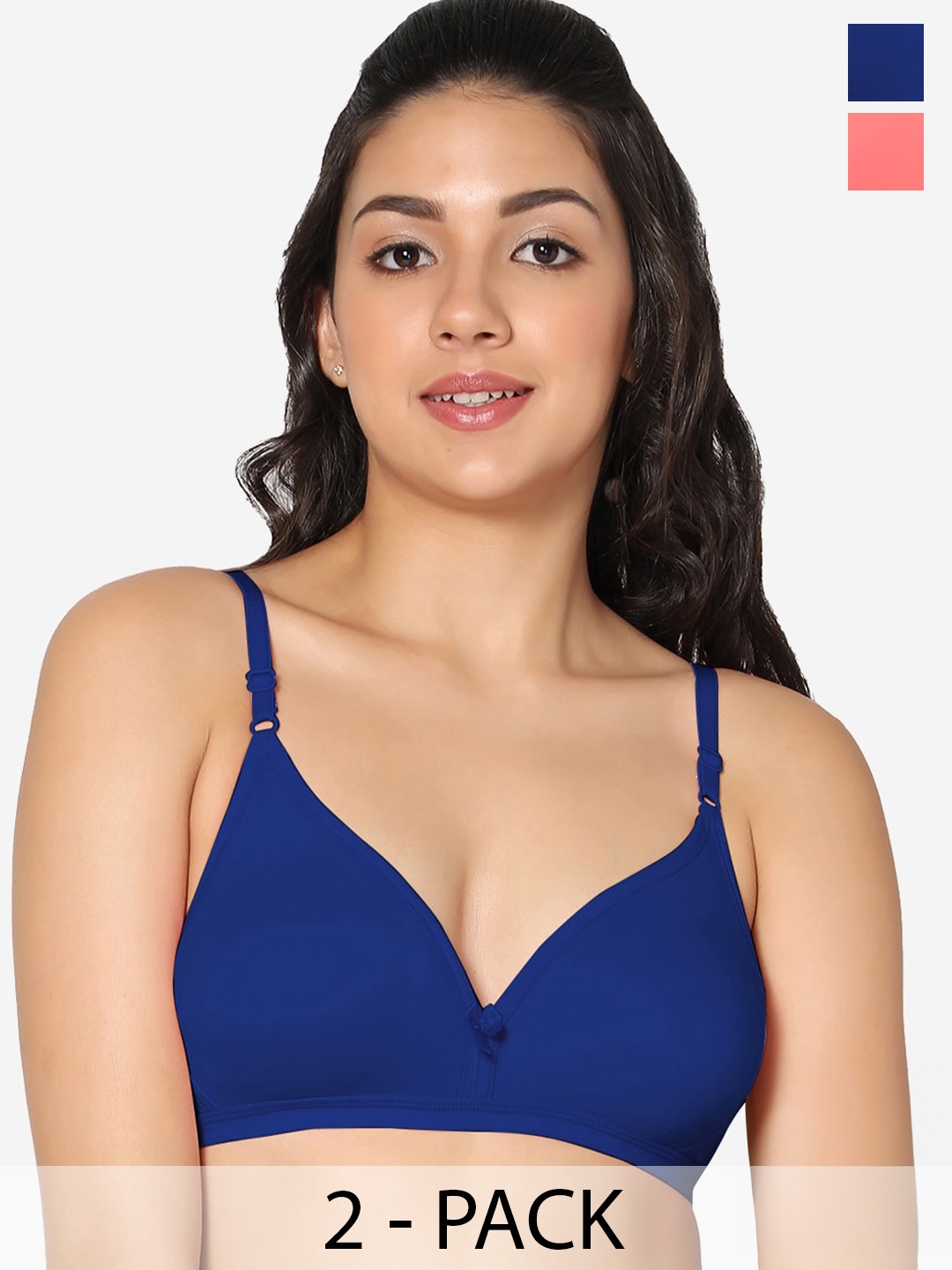 

In Care Pack Of 2 Half Coverage Cotton T-shirt Bra, Peach