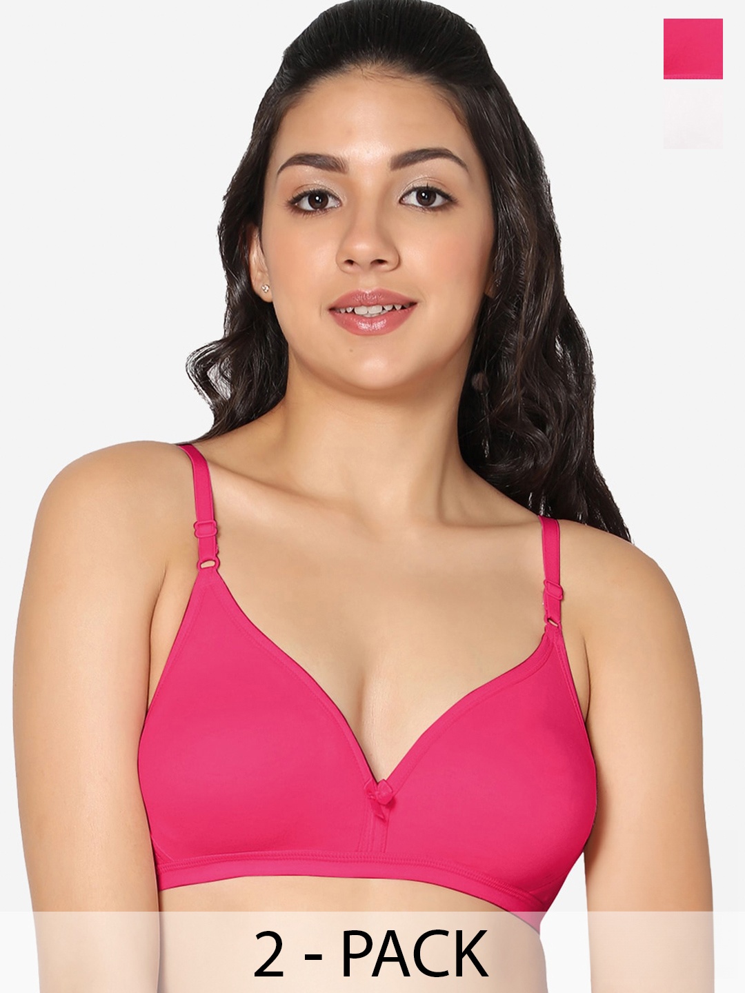 

In Care Pack Of 2 Half Coverage Pure Cotton Bra All Day Comfort, White