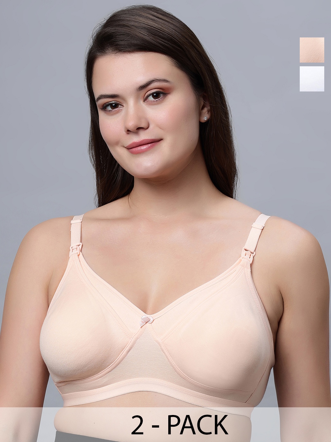 

In Care Pack Of 2 Full Coverage Lightly Padded Cotton Maternity Bra With All Day Comfort, White