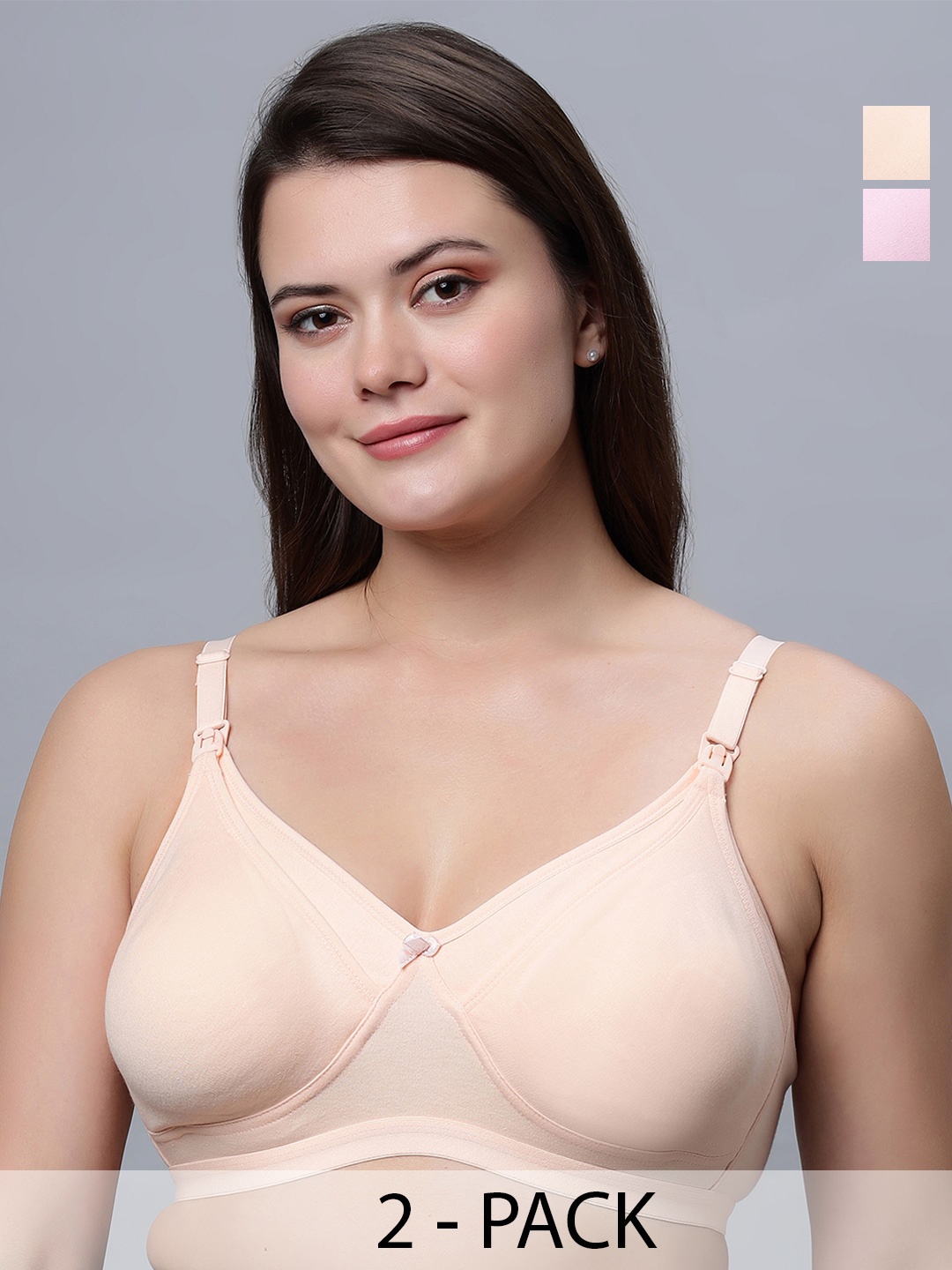 

In Care Pack Of 2 All Day Comfort Pure Cotton Full Coverage Maternity Bra, Peach