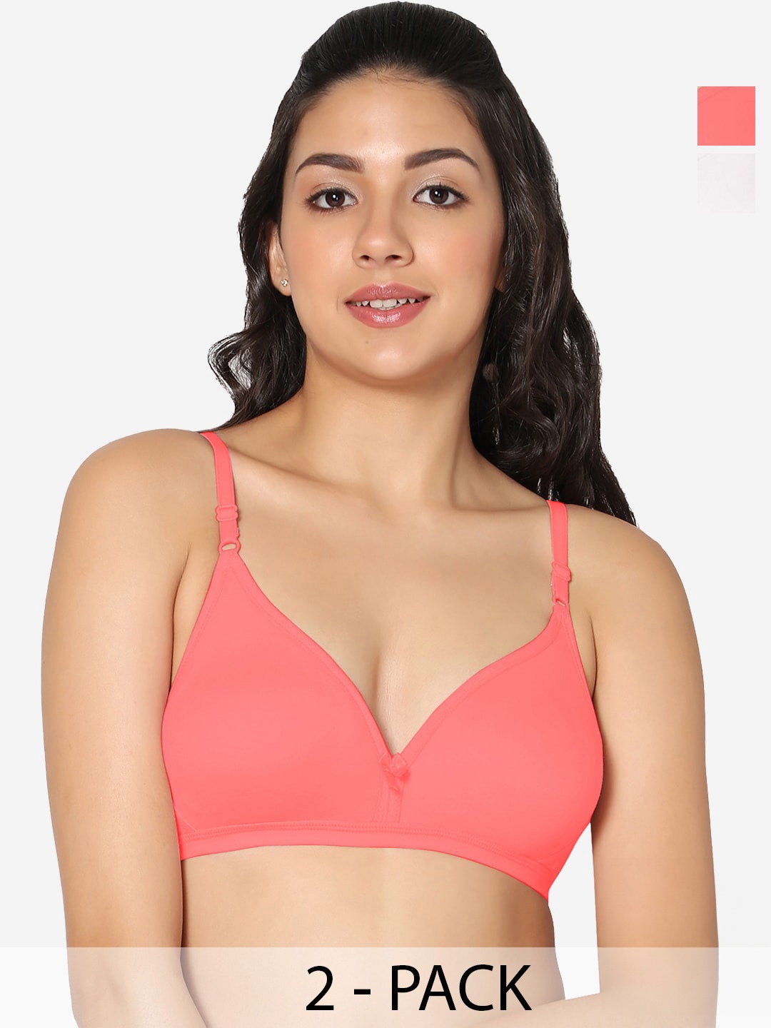 

In Care Pack Of 2 All Day Comfort Pure Cotton Half Coverage T-Shirt Bra, White