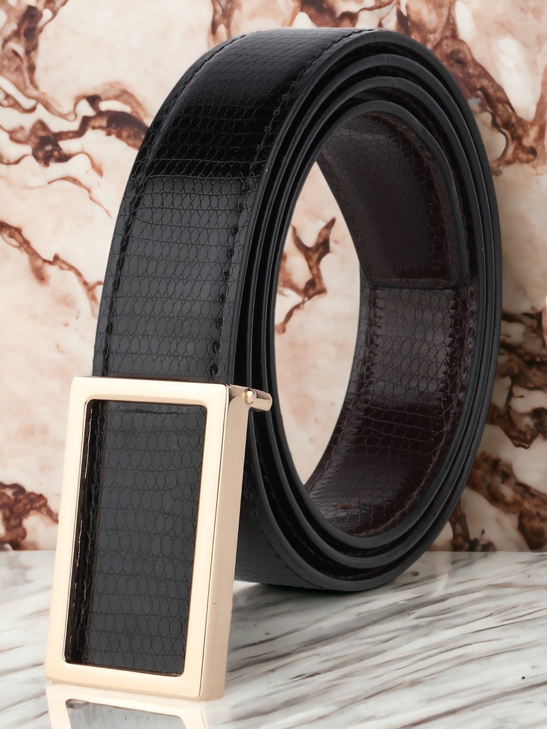 

The Roadster Lifestyle Co. Men Black Textured Belt