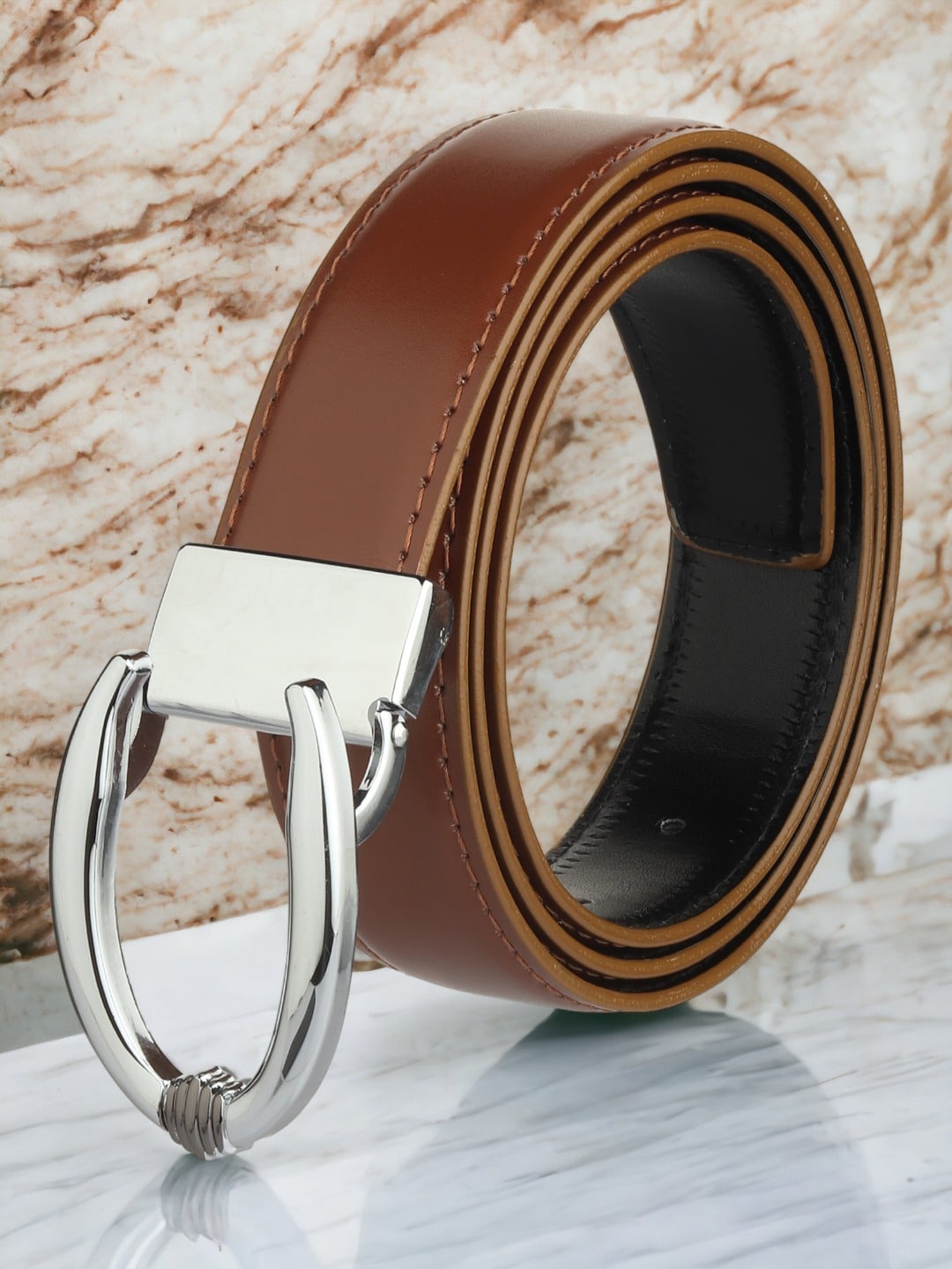 

The Roadster Lifestyle Co. Men Brown Hook Buckle Belt, Tan