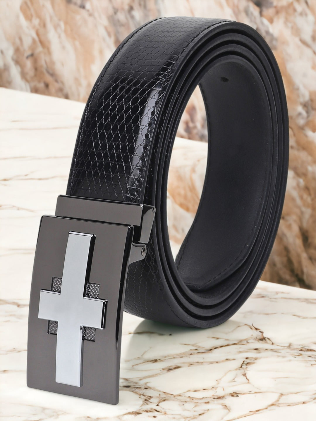 

The Roadster Lifestyle Co. Men Black Textured Casual Belt