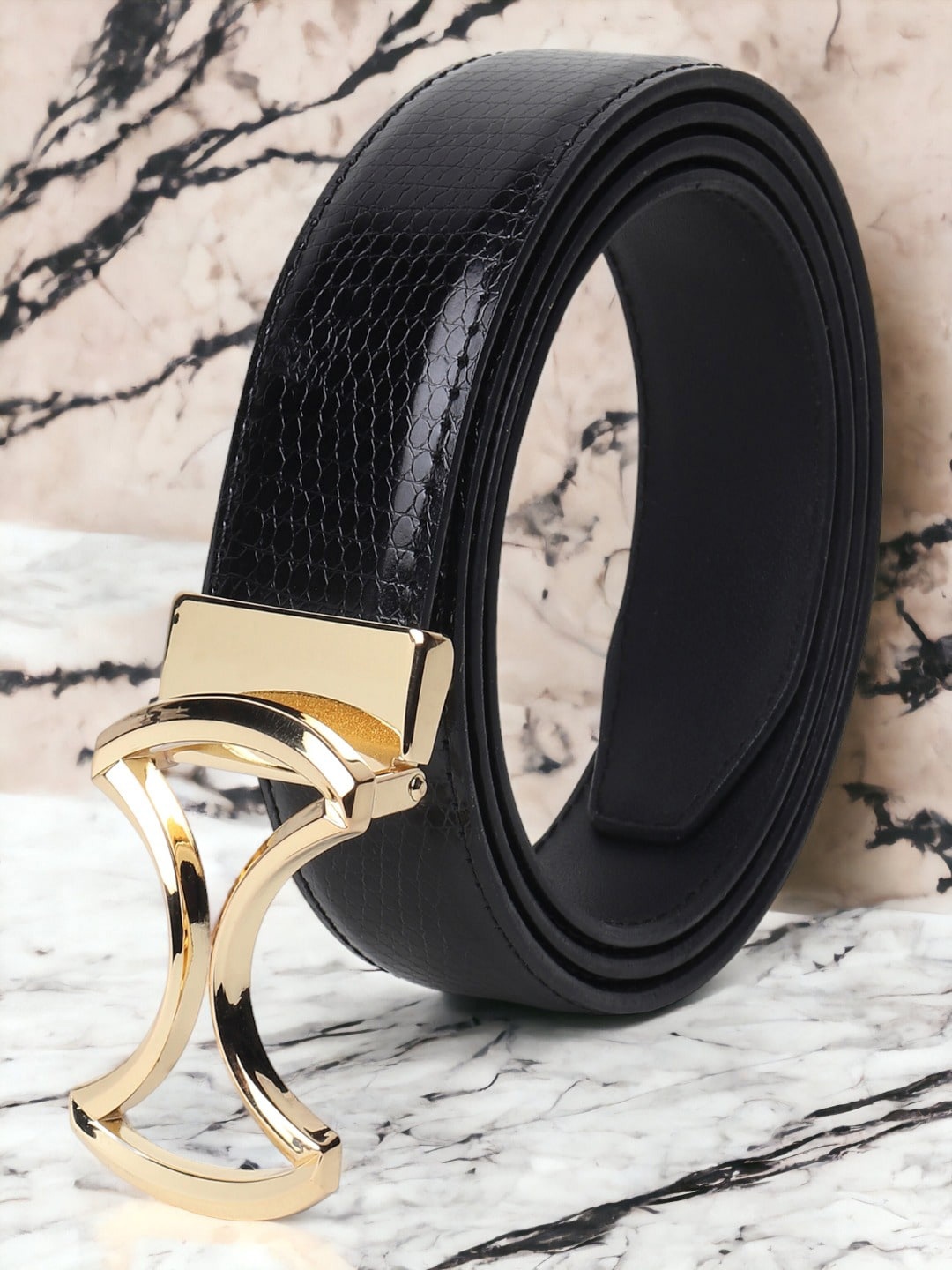 

The Roadster Lifestyle Co. Men Black Textured Casual Belt