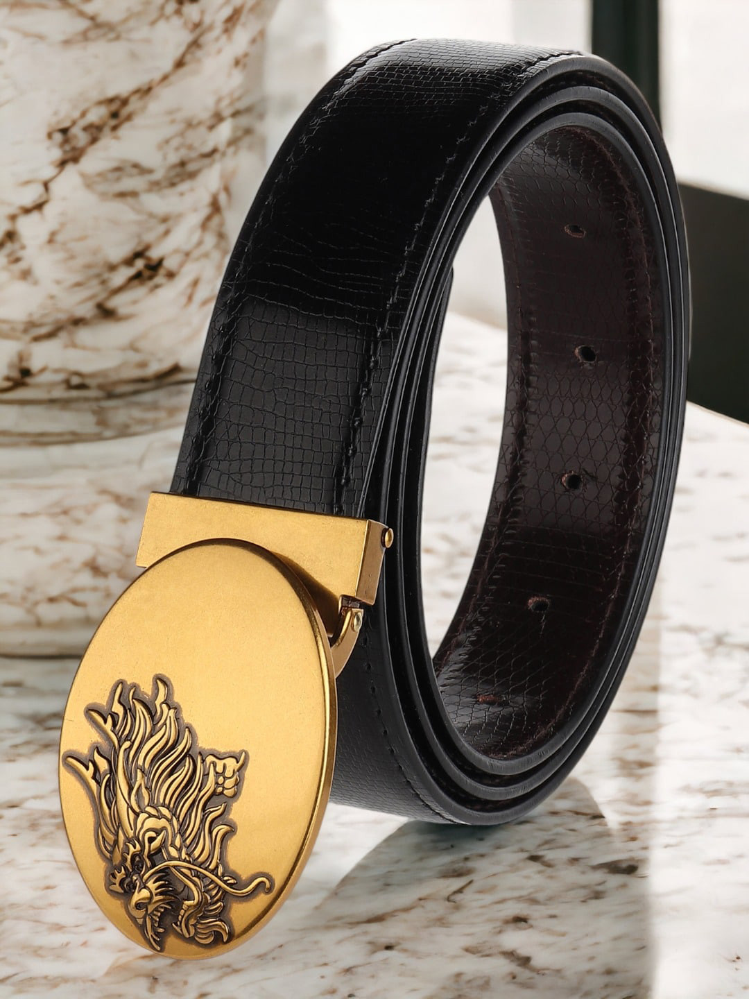 

The Roadster Lifestyle Co. Men Black Textured Casual Belt