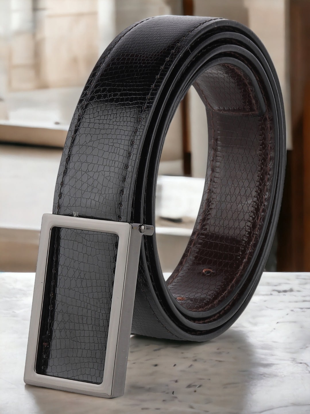 

The Roadster Lifestyle Co. Men Black Textured Casual Belt