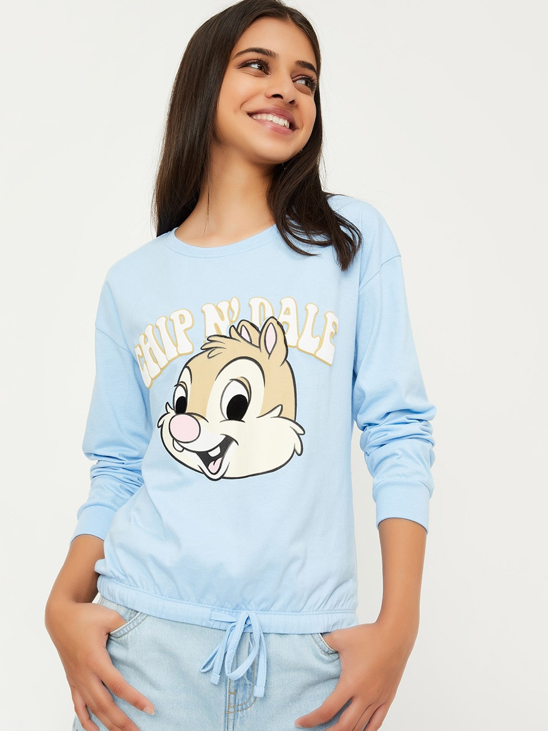 

max Girls Looney Tones Printed Pure Cotton T-Shirt, Blue