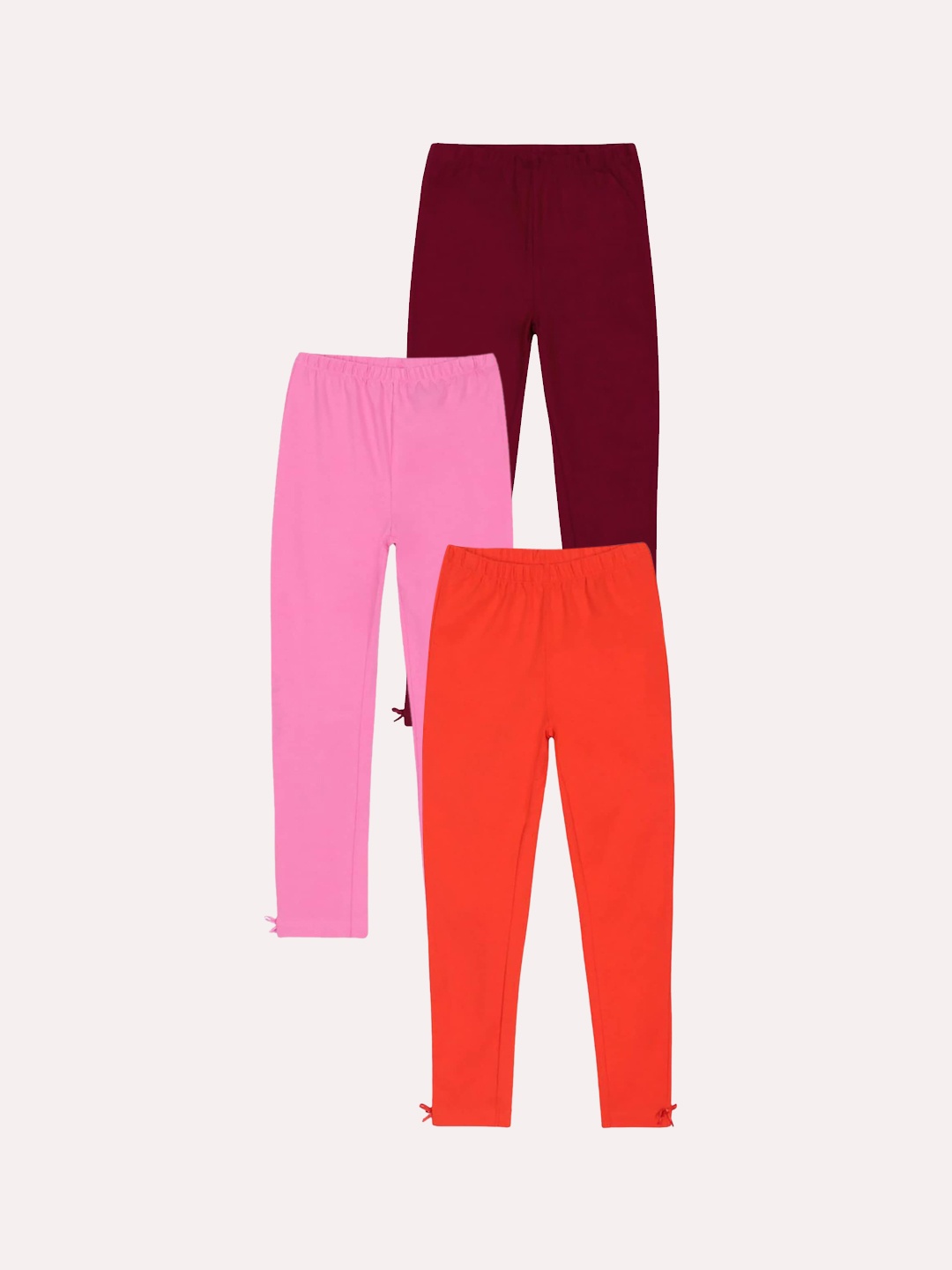 

UrbanMark Girls Pack Of 3 Churidar Length Leggings, Pink