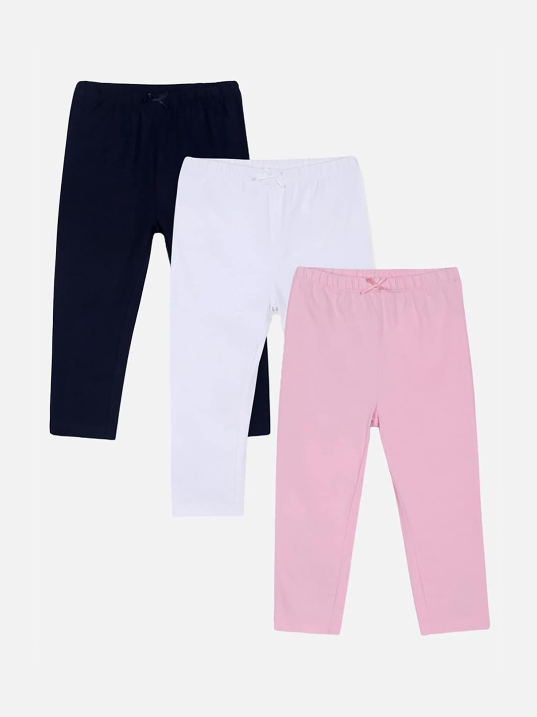 

UrbanMark Girls Pack Of 3 Three-Fourth Length Leggings, Navy blue