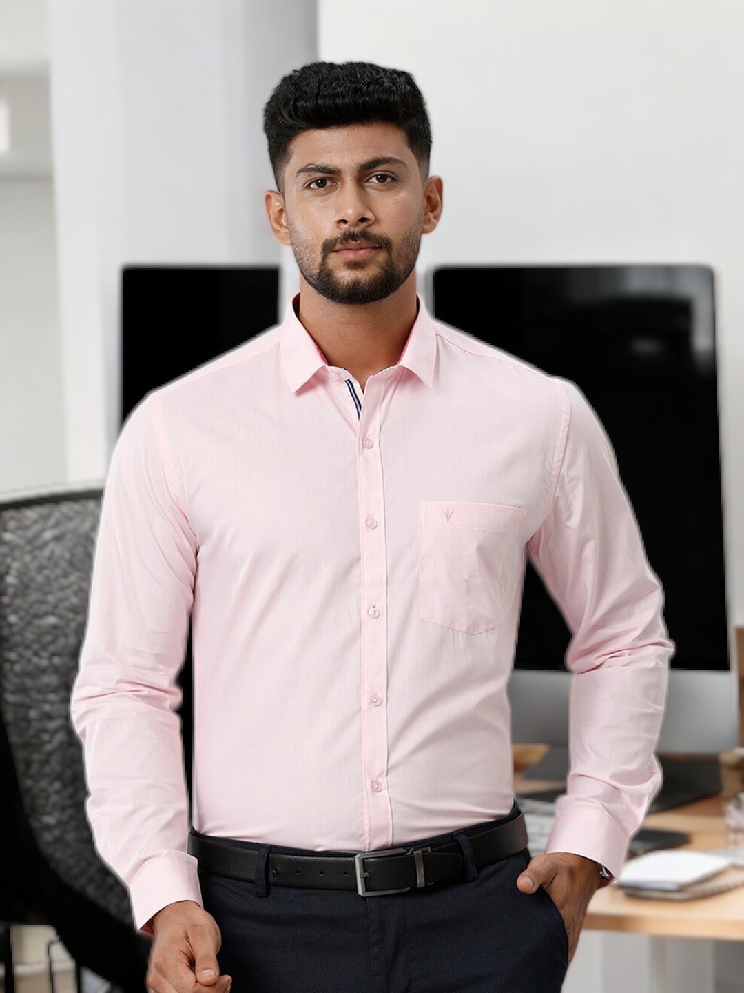 

Ramraj Spread Collar Regular Fit Cotton Formal Shirt, Pink