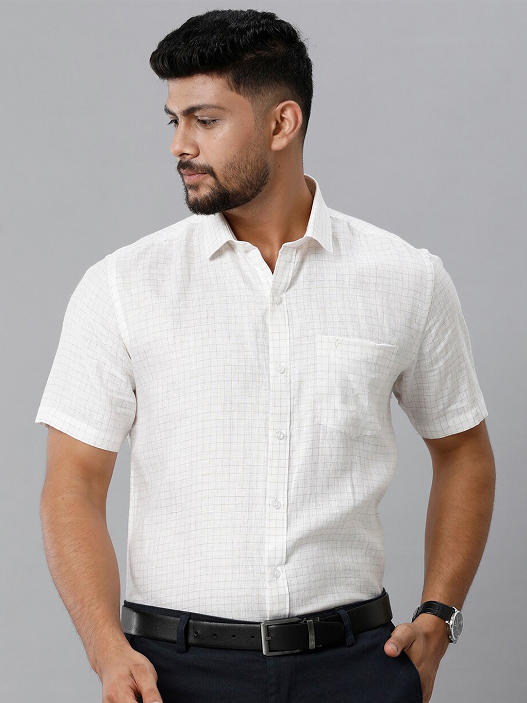 

Ramraj Gingham Checked Formal Shirt, White