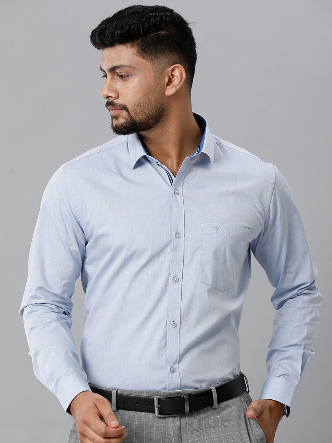 

Ramraj Spread Collar Cotton Formal Shirt, Blue