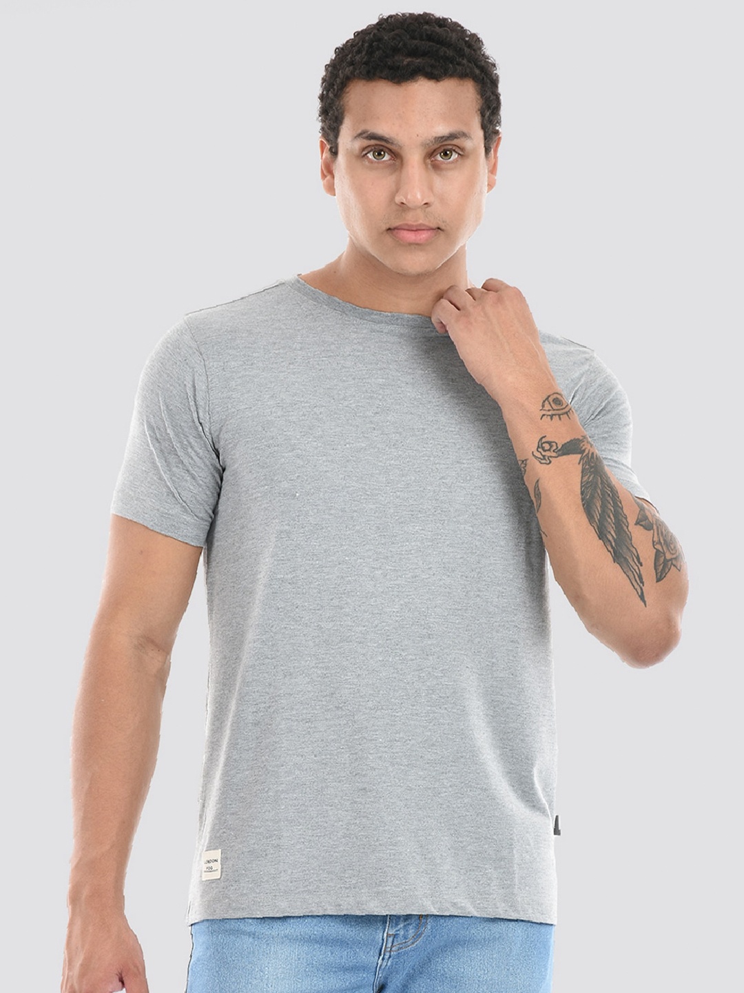 

LONDON FOG Round Neck Short Sleeve T-shirt, Grey