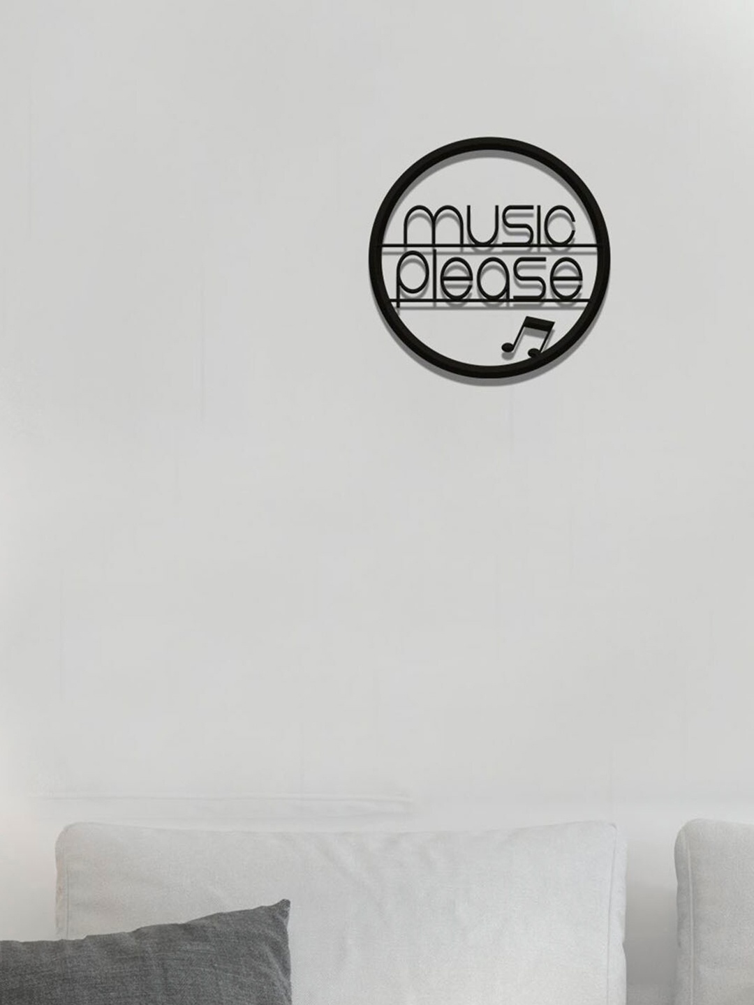 

ArtVibes Black Music Please Designer Wood Wall Hanging