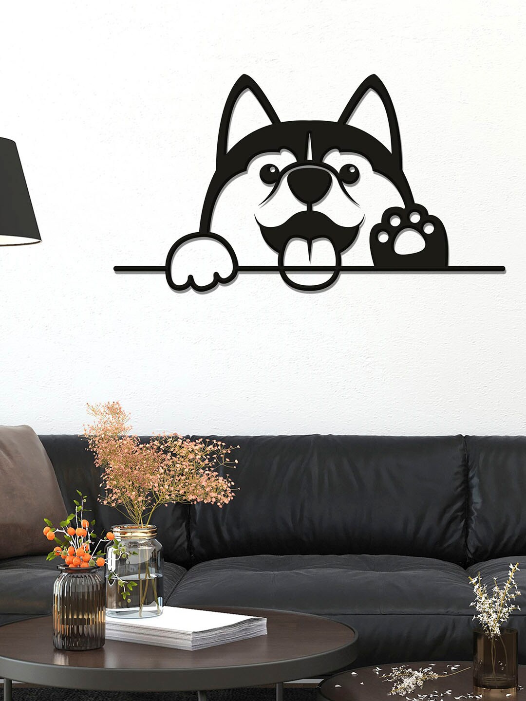 

ArtVibes Black Cute Dog Shape Designer Wooden Wall Decor