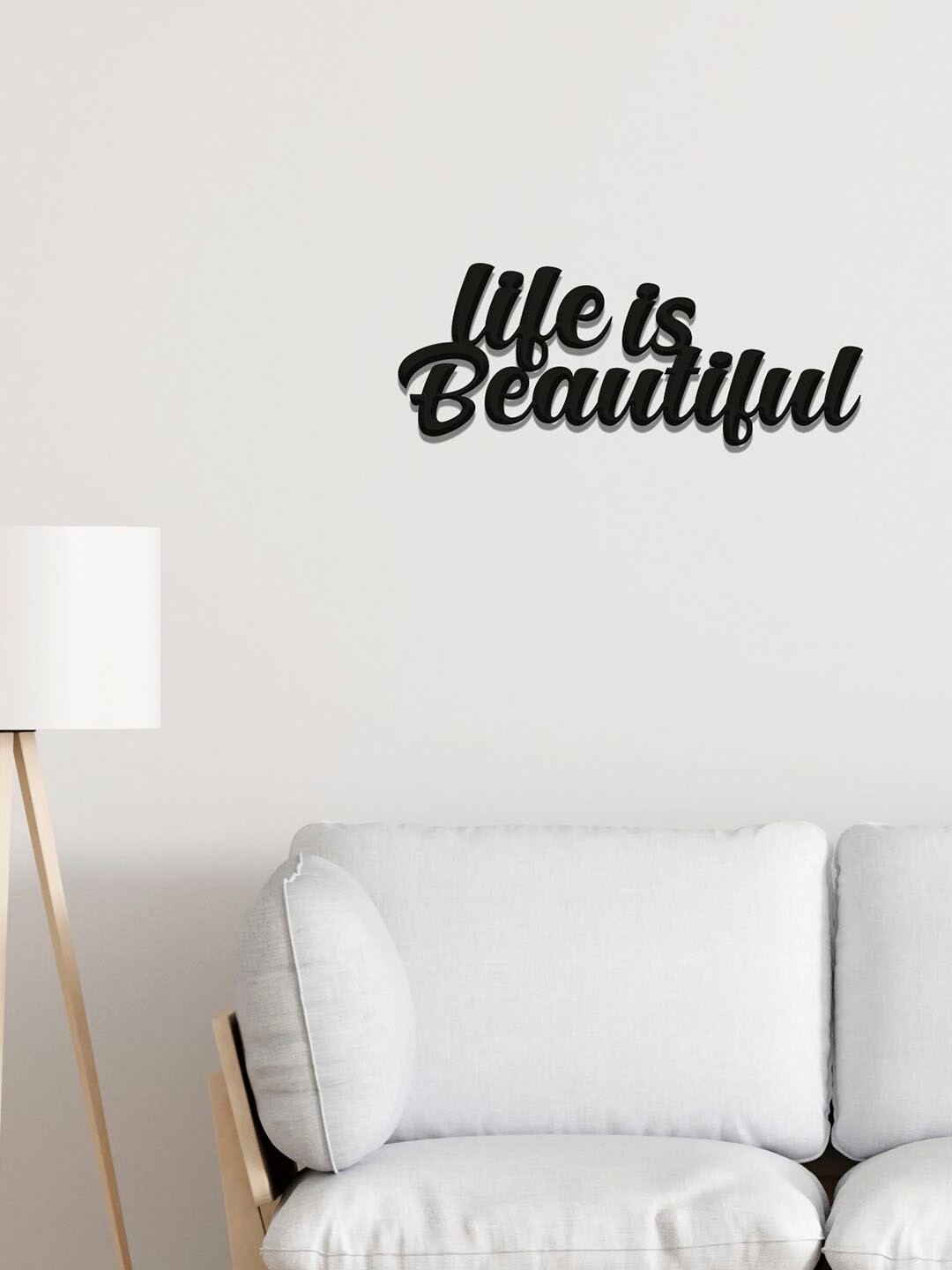 

ArtVibes Black Life is Beautiful Designer Wooden Wall Decor