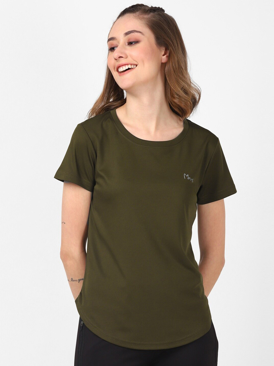 

UrbanMark Round Neck Sports T-shirt, Olive