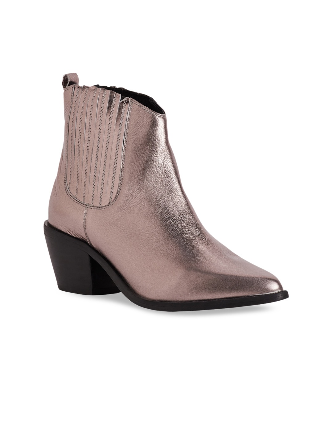 

Peach Flores Women Amelia Textured Leather Regular Boots, Metallic
