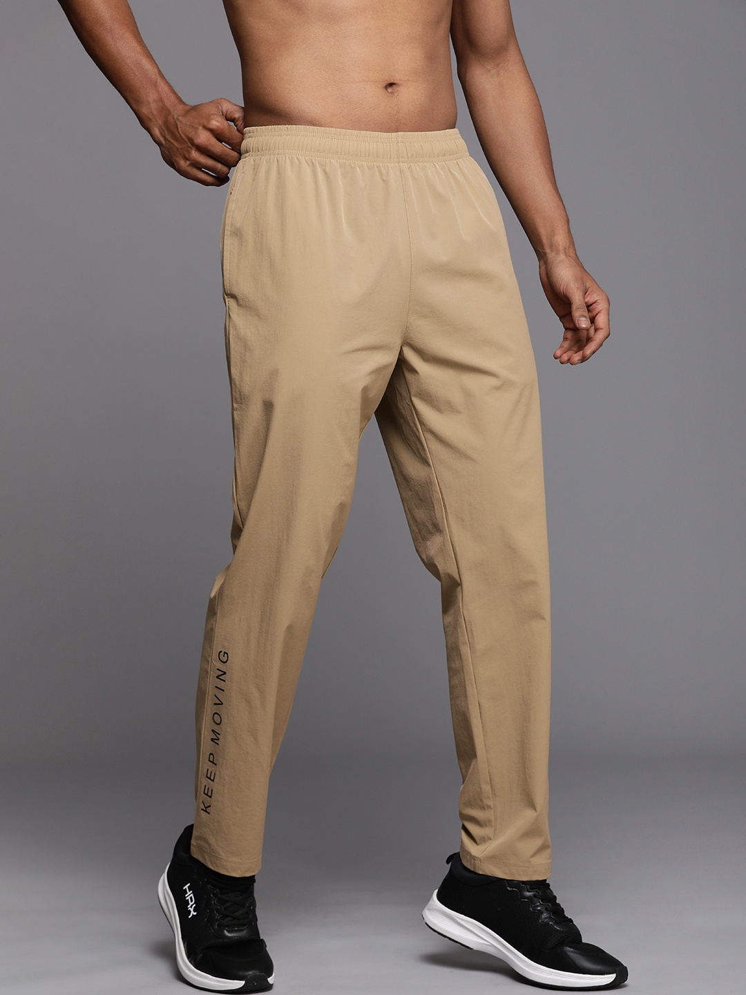 

HRX by Hrithik Roshan Men Typography Rapid-Dry Training Track Pants, Khaki