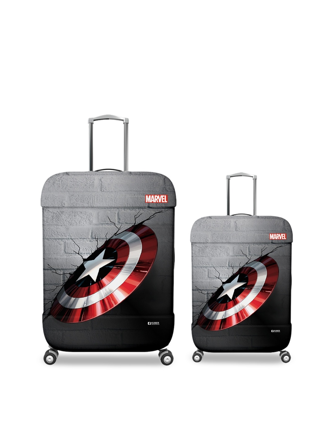 

Kuber Industries Pack of 2 Marvel Captain America Shield Printed Luggage Cover, Grey