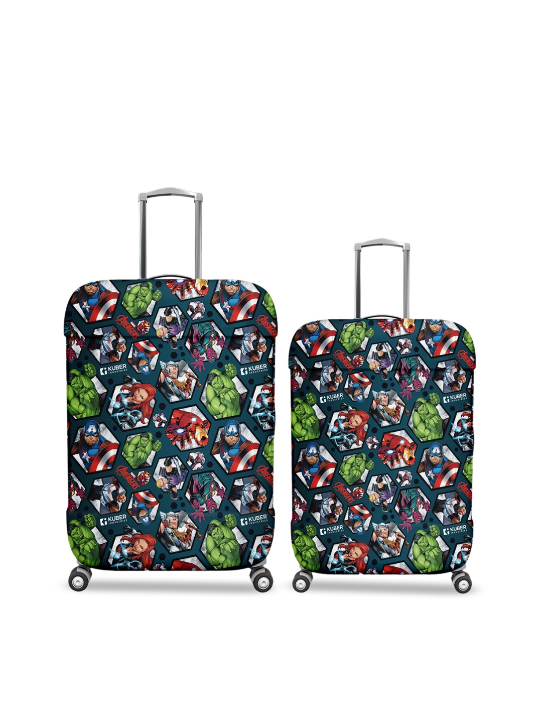 

Kuber Industries Set Of 2 Blue & Green Printed Luggage Cover