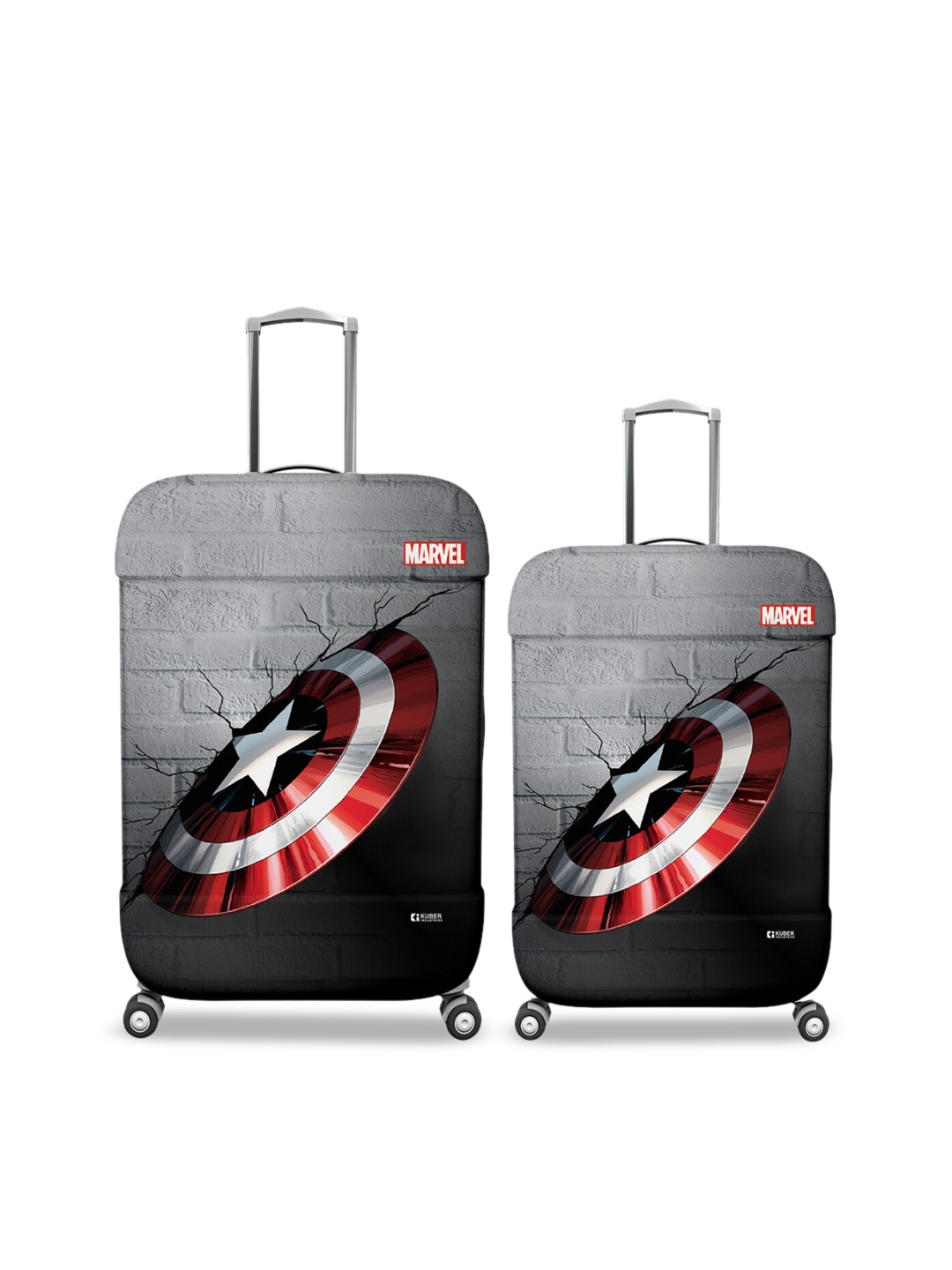

Kuber Industries Pack Of 2 Marvel Captain America Shield Water Resistant Luggage Cover, Grey